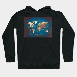 world map blue art  #map #worldmap Hoodie